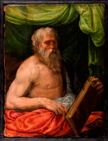 Saint Jerome in his tent with the lion behind