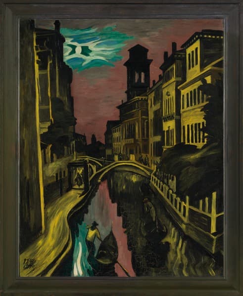 San Trovaso Kanalen i Venedig. Måneskin