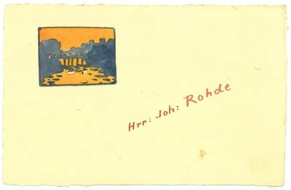 19 bordkort udført til atelierfest 4. oktober 1894